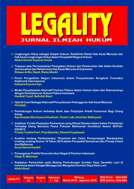 cover jurnal Jurnal Ilmiah Hukum LEGALITY