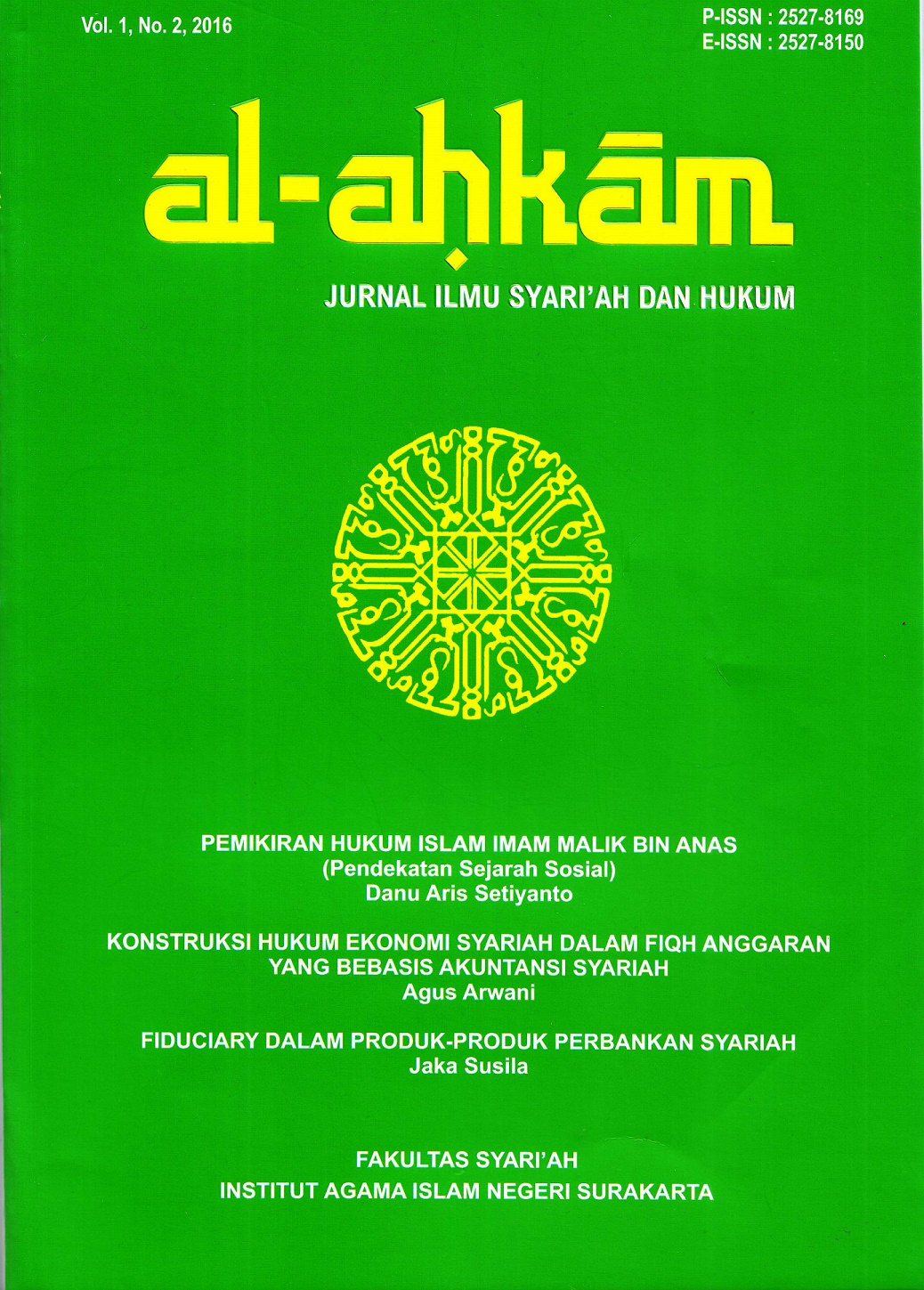 cover jurnal Al-Ahkam Jurnal Ilmu Syari’ah dan Hukum
