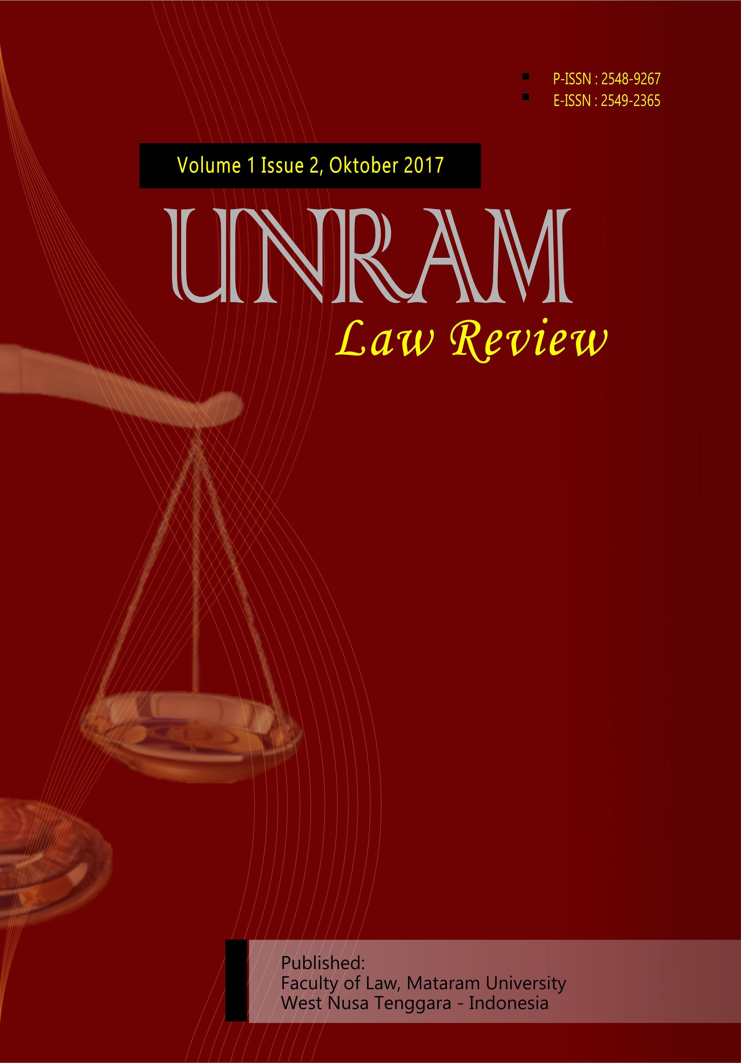 cover Unram Law Review (ULREV)